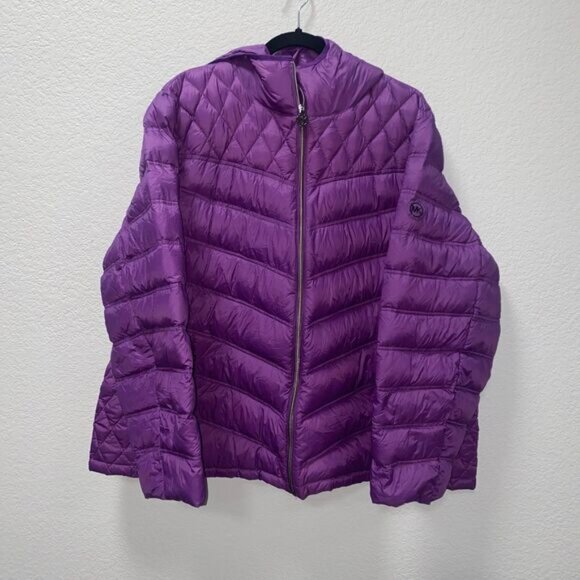 Michael Kors Packable Down Quilted Purple Puffer Jacket Coat Size 3X - Picture 1 of 8